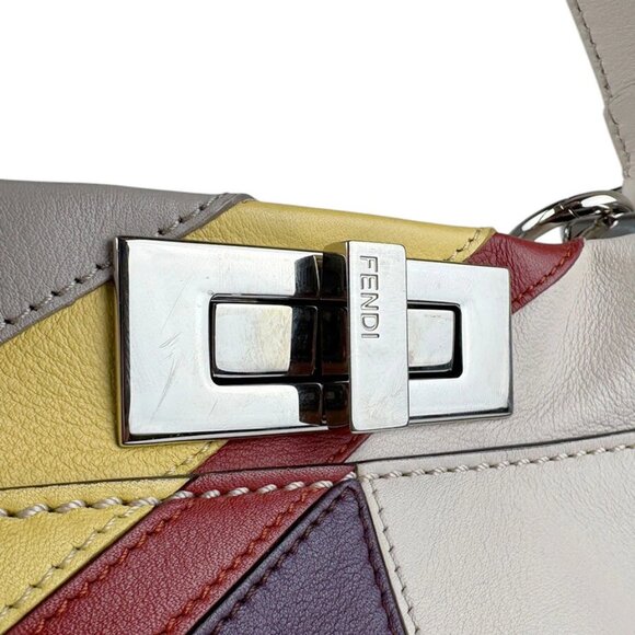 Auth FENDI Peekaboo Medium Handbag Shoulder Bag Multicolor Leather - z4375 - Picture 8 of 14